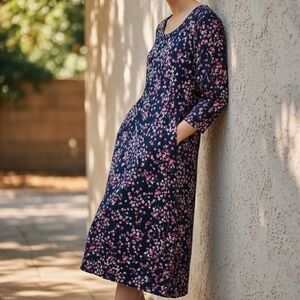 Tommy Hilfiger Navy Dress with Pink Floral Design